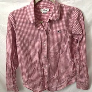 Vineyard Vines: Pink Gingham 100% cotton long sleeve shirt- 6